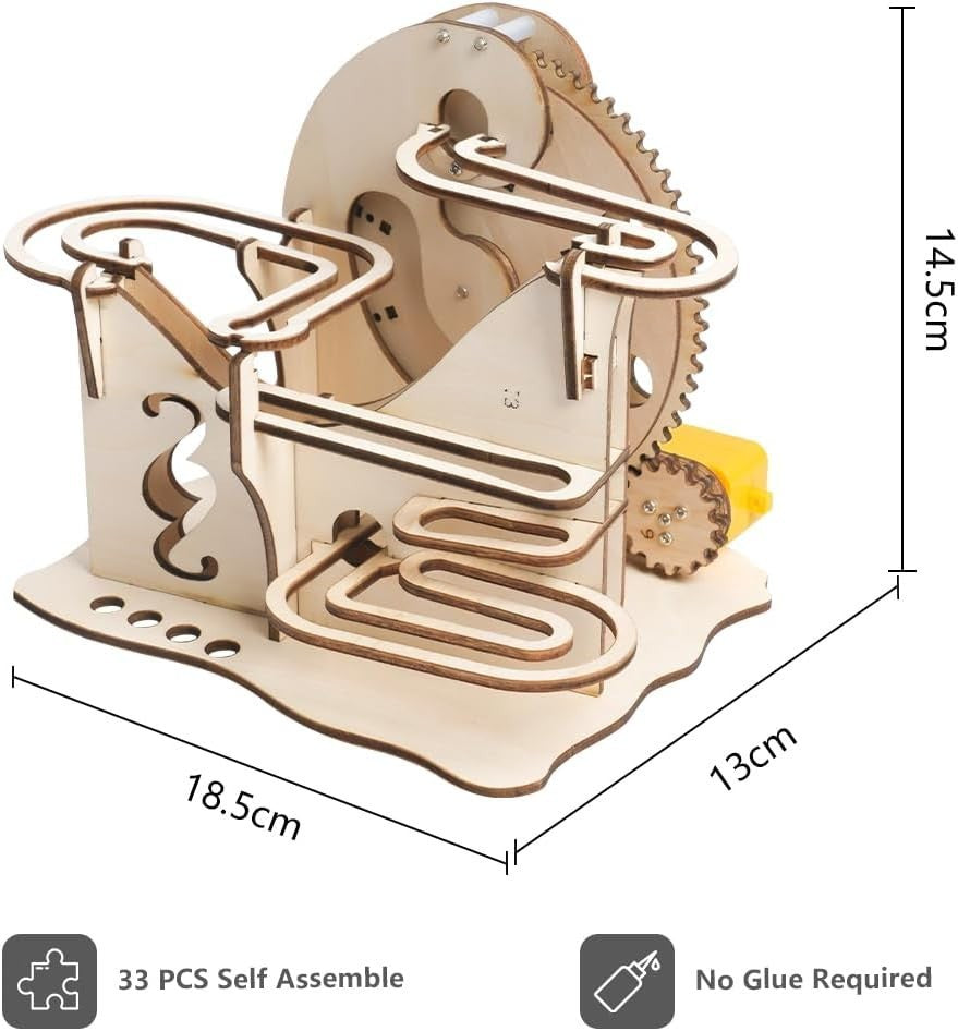 3D Wooden Marble Run Puzzle – Self Assemble, STEM Toy, Logical Build