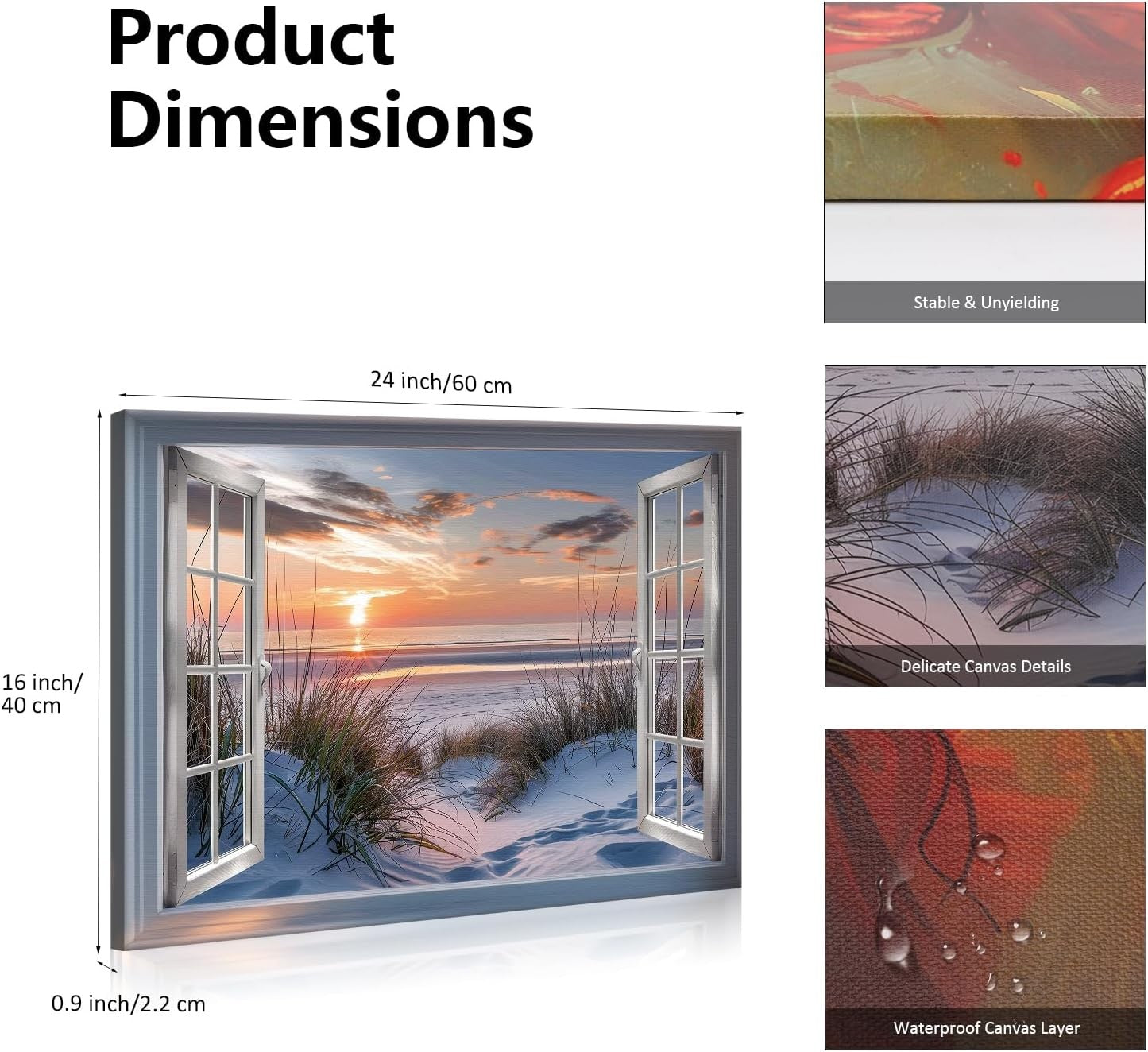 Beach Window Canvas Wall Art Sunset Seascape Print Living Room Decor