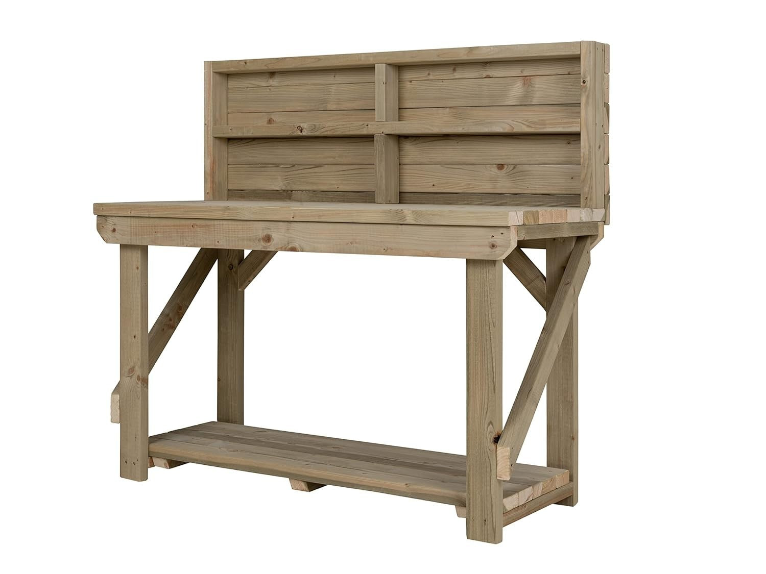 4ft Heavy Duty Workbench with Back Panel – Pressure Treated Indoor/Outdoor Table