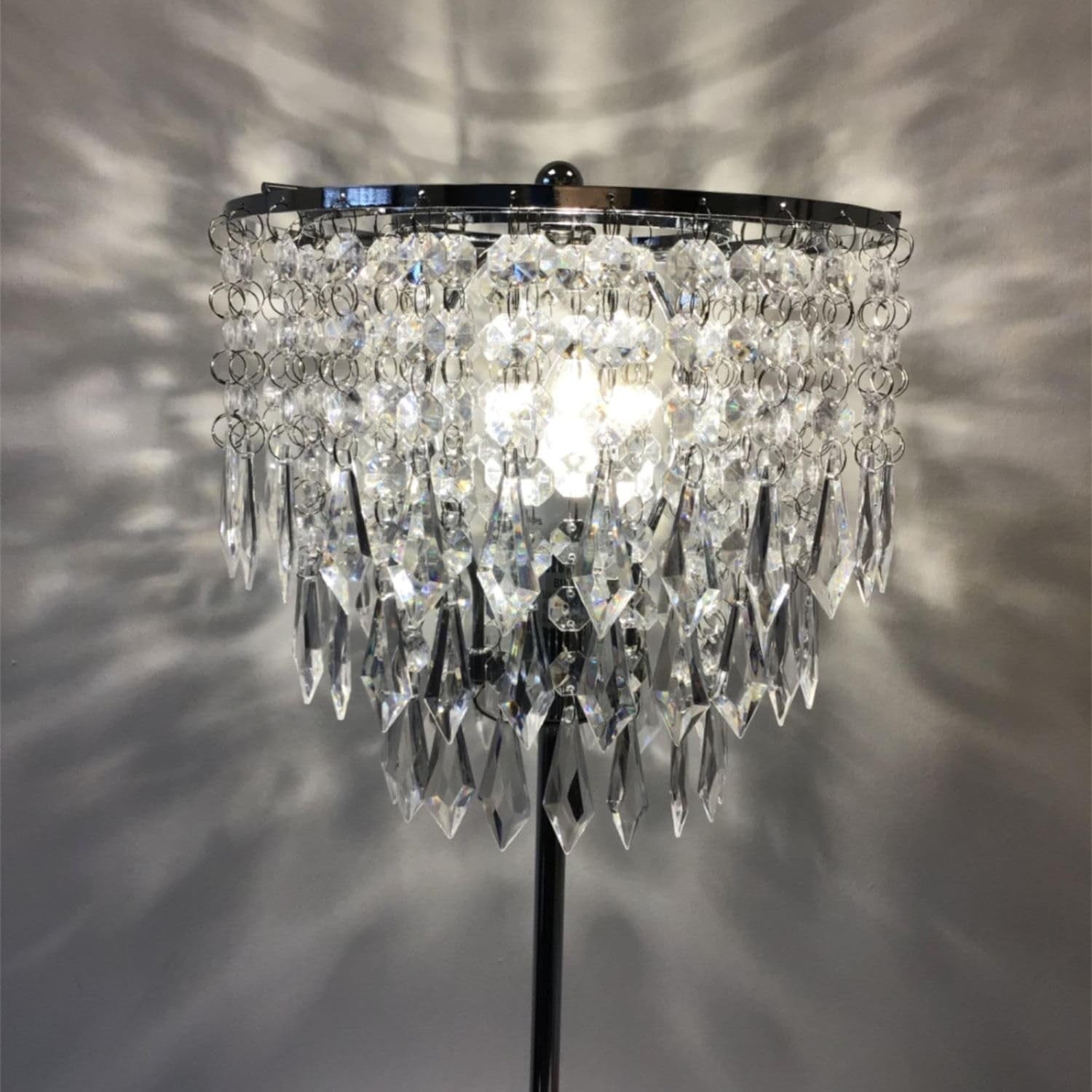 Set of 2 Crystal Table Lamps with Polished Chrome Base & Acrylic Shades