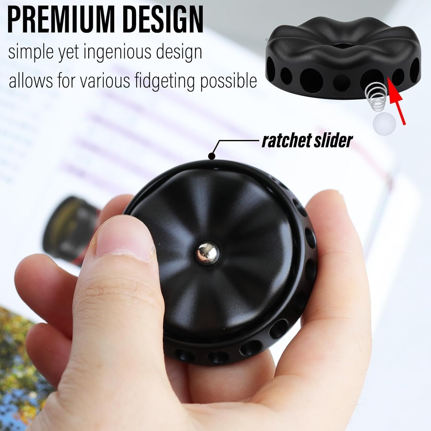 Black Flower Metal Fidget Spinner Silent DIY Coin Top Slider