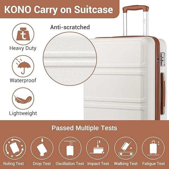 28” Large Checked Suitcase ABS+PC Hard Shell 4 Spinner Wheels TSA