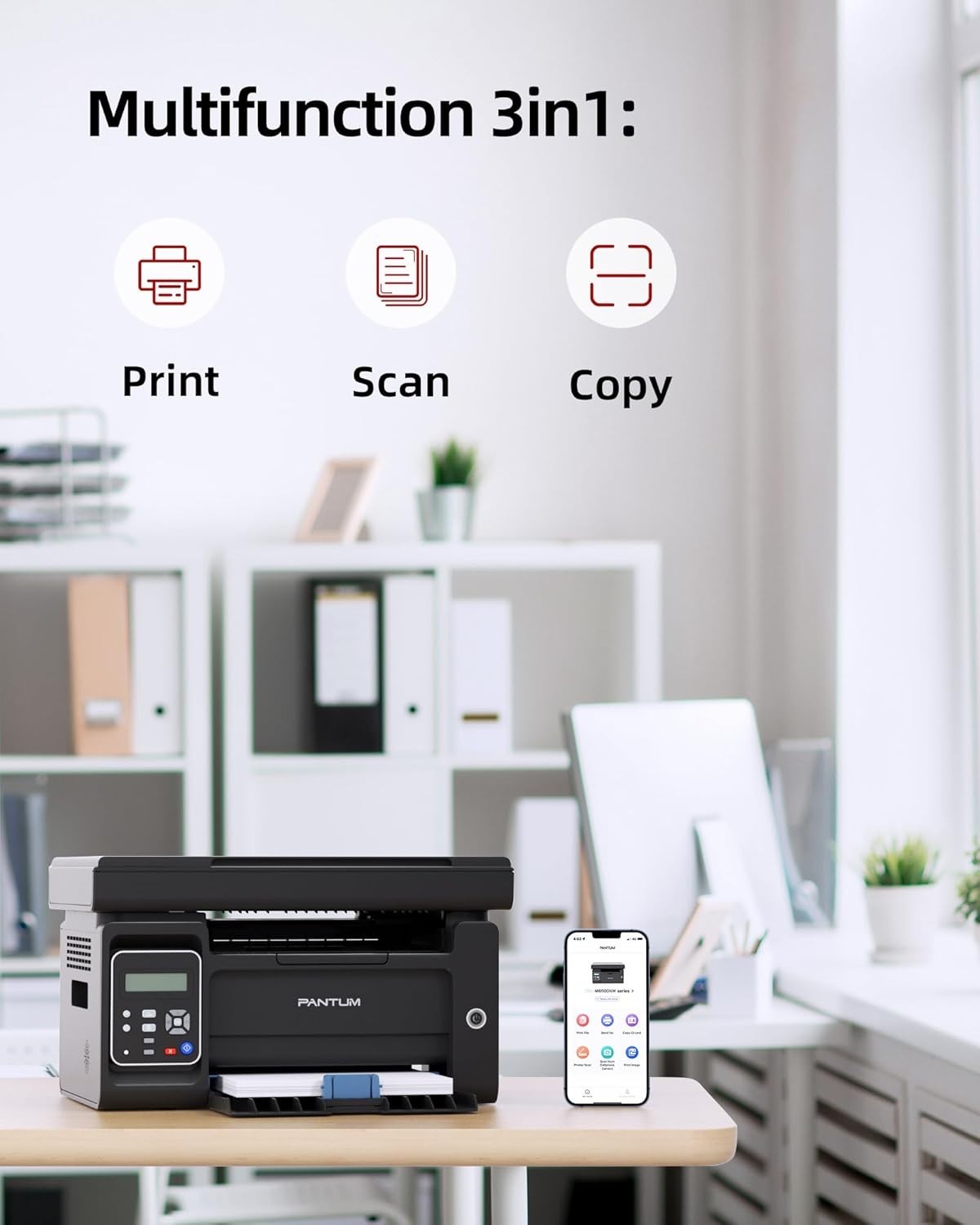 Black Mono Laser Printer A4 22ppm 3-in-1 Wireless USB Ethernet