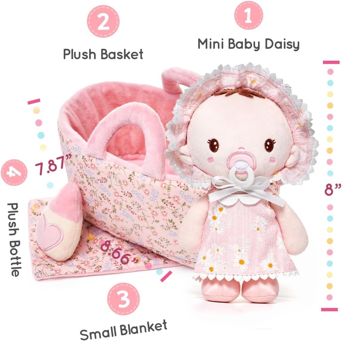 Soft Baby Doll Gift Set 9in Plush Rag Doll Sleeping Cuddle Toy