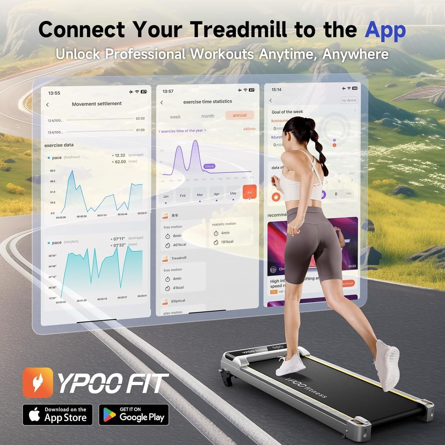 Portable Under Desk Walking Treadmill with Incline 3-in-1 Fitness Home Gym