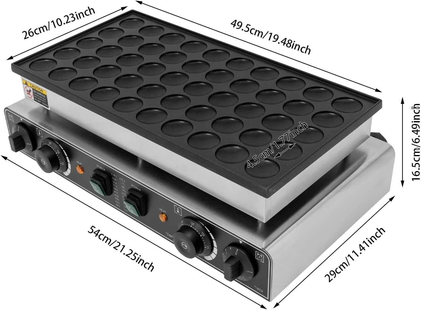 50-Hole Electric Pancake & Waffle Maker 1700W | Non-Stick w/ Timer