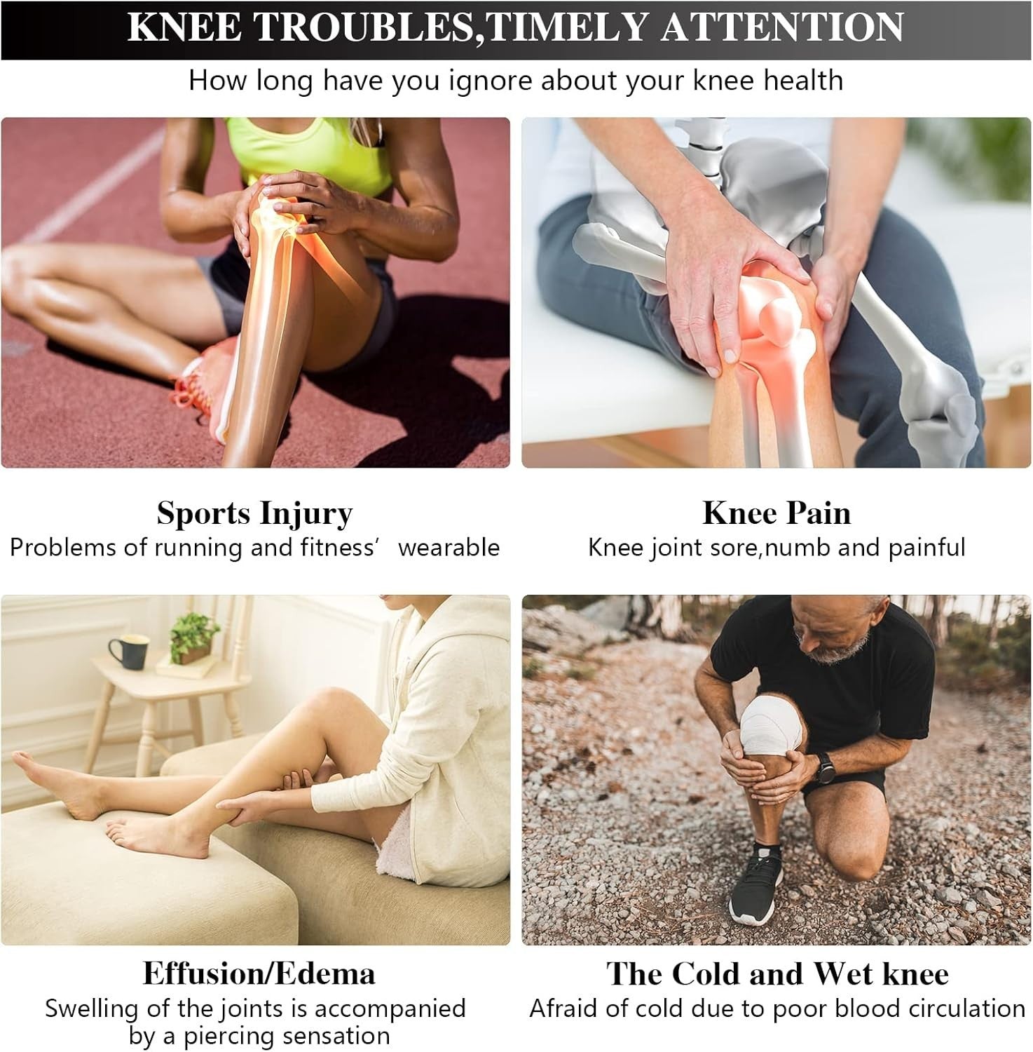Red Light Therapy Knee Massager for Pain Relief | Infrared Heat, Pulse Modes