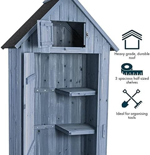 Outdoor Wooden Garden Tool Shed Waterproof Storage Cabinet with Shelves Lockable