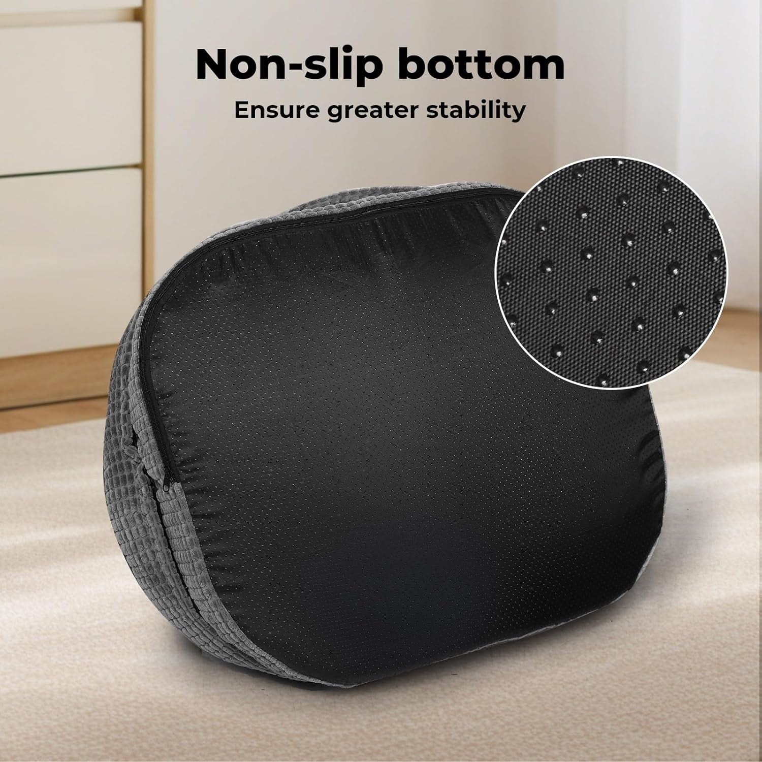 Medium Orthopedic Dog Bed 71x59x15cm Bolster Washable Grey