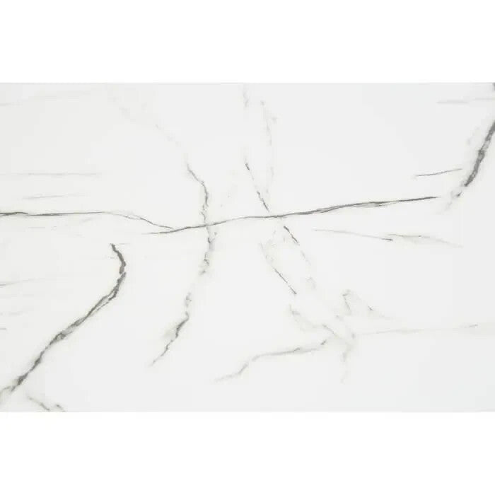 6 Seat Grey Dining Set | White Marble Table & Upholstered Chairs Modern