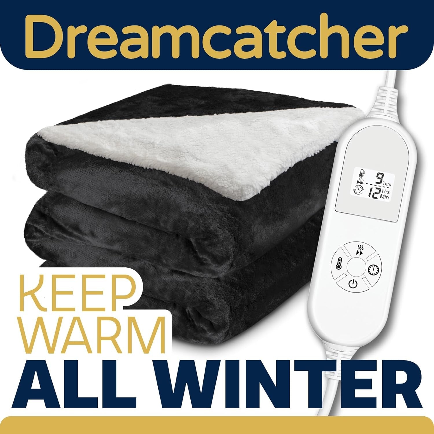 Electric Heated Throw Blanket 160x120cm Sherpa Fleece 9 Heat Timer Washable