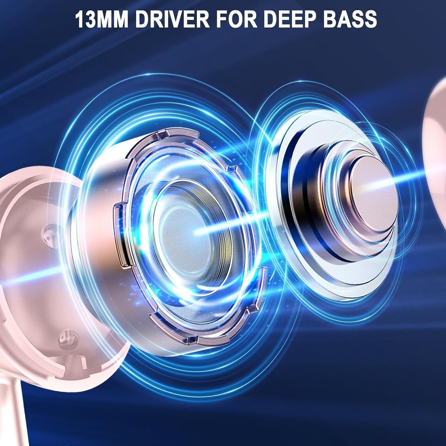 Bluetooth 5.4 Wireless Earbuds 4-Mic ENC Deep Bass 40H LED Display Pink