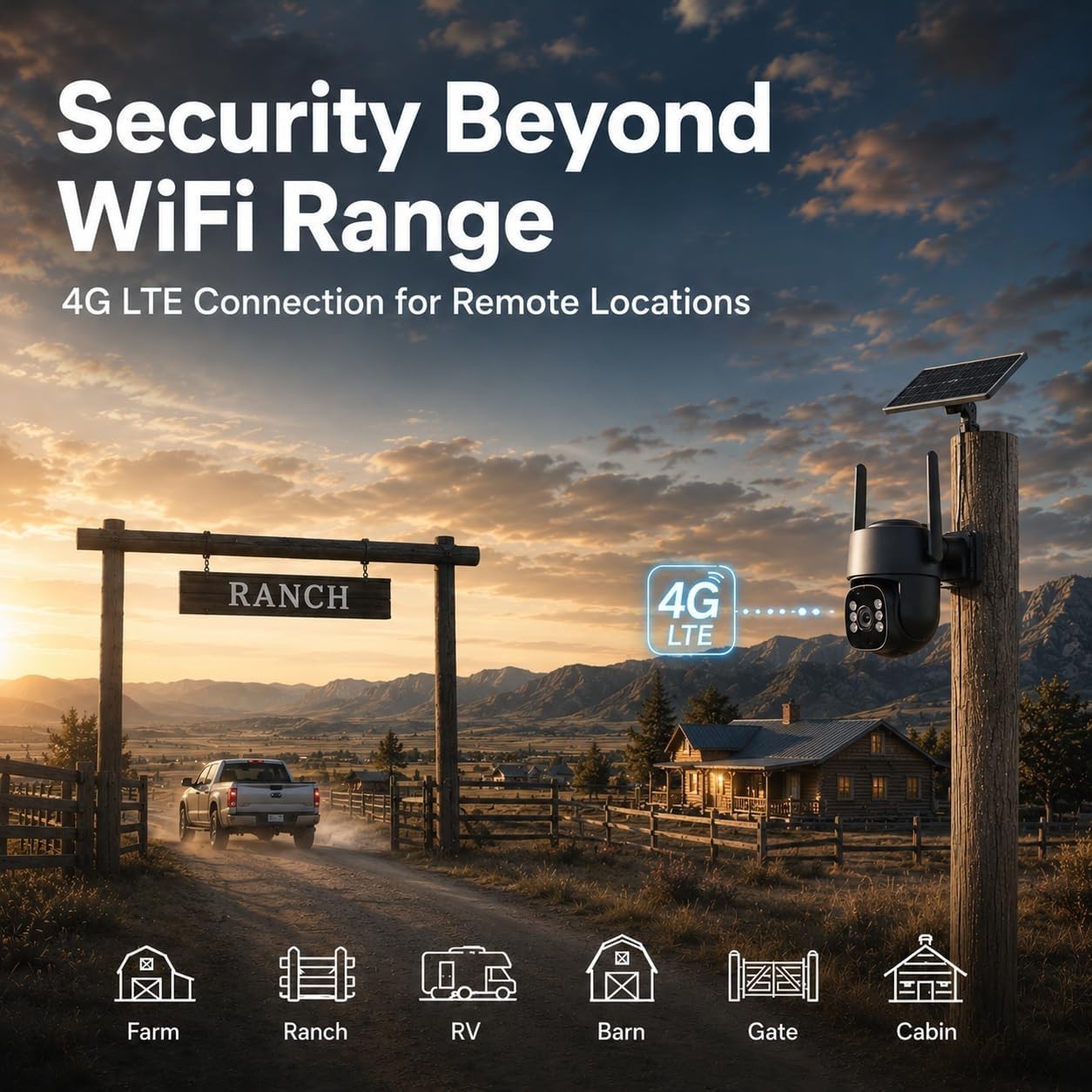 4G LTE Solar Security Camera 2K PTZ No WiFi 24/7 Recording CCTV