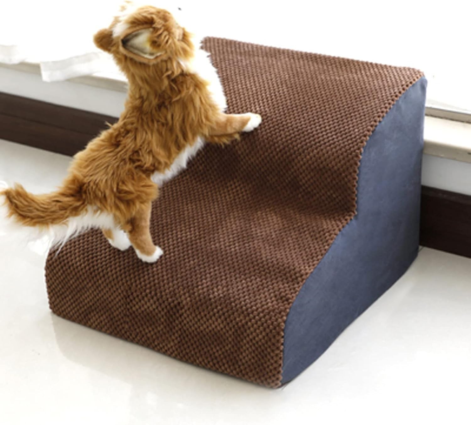 Yanman 2-Step Pet Stairs Small Medium Dogs Cats Sofa Bed Beige