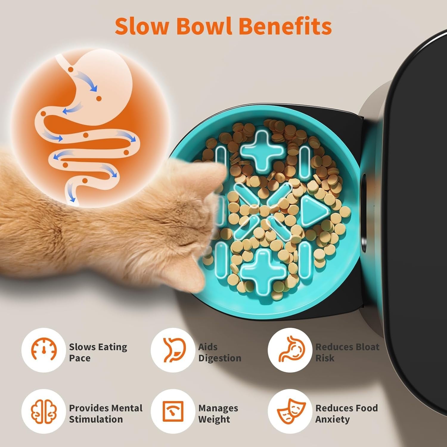 Automatic Cat Feeder WiFi App Control 3.5L Dual Bowl Slow Feed Timer