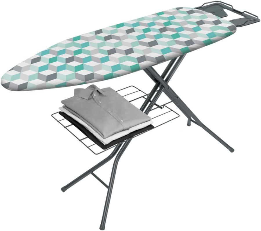 Height Adjustable Ironing Board with Iron Rest Shelf 114x38cm Large