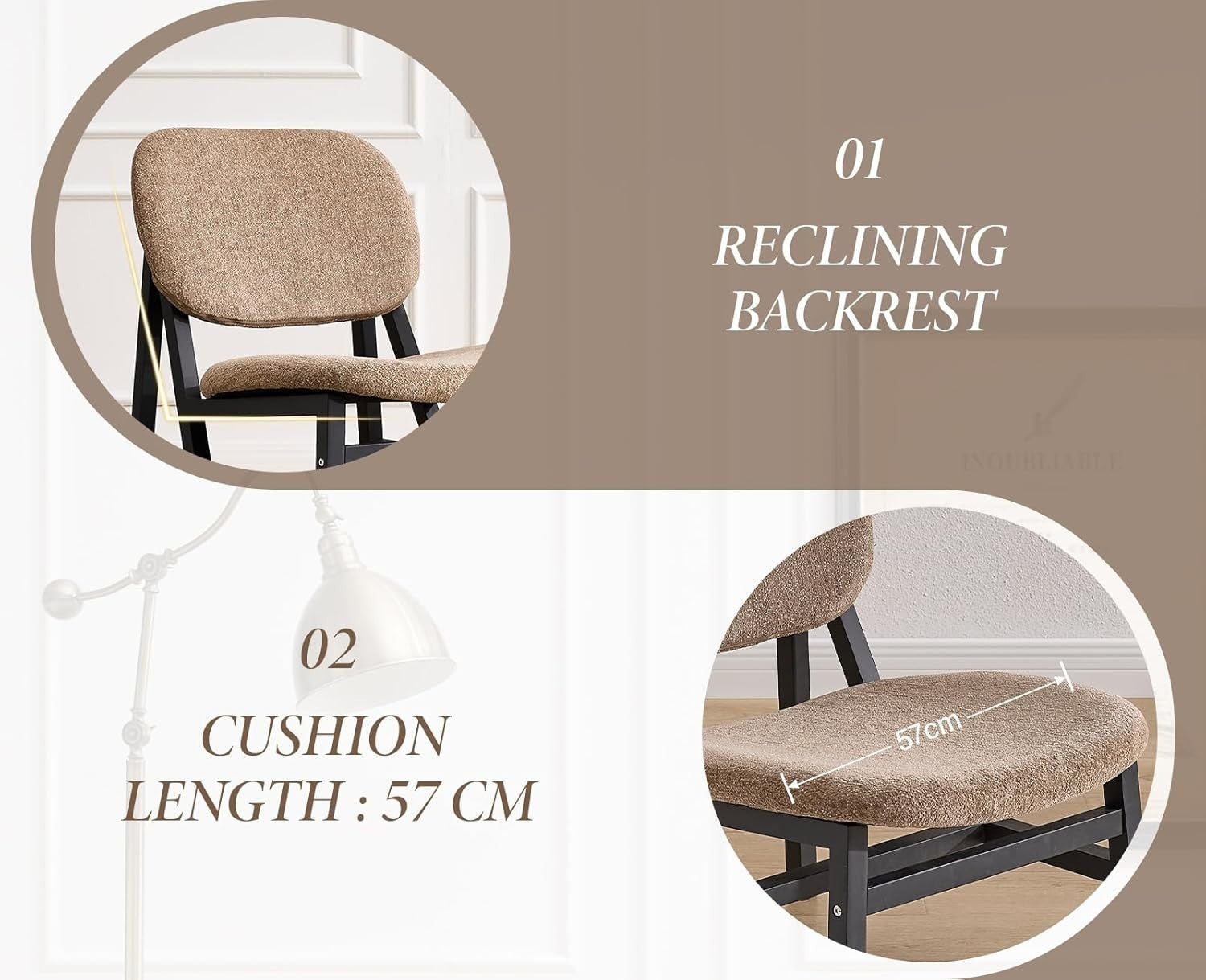 Retro Wooden Lounge Chair Chenille Fabric Armchair for Living Room Decor