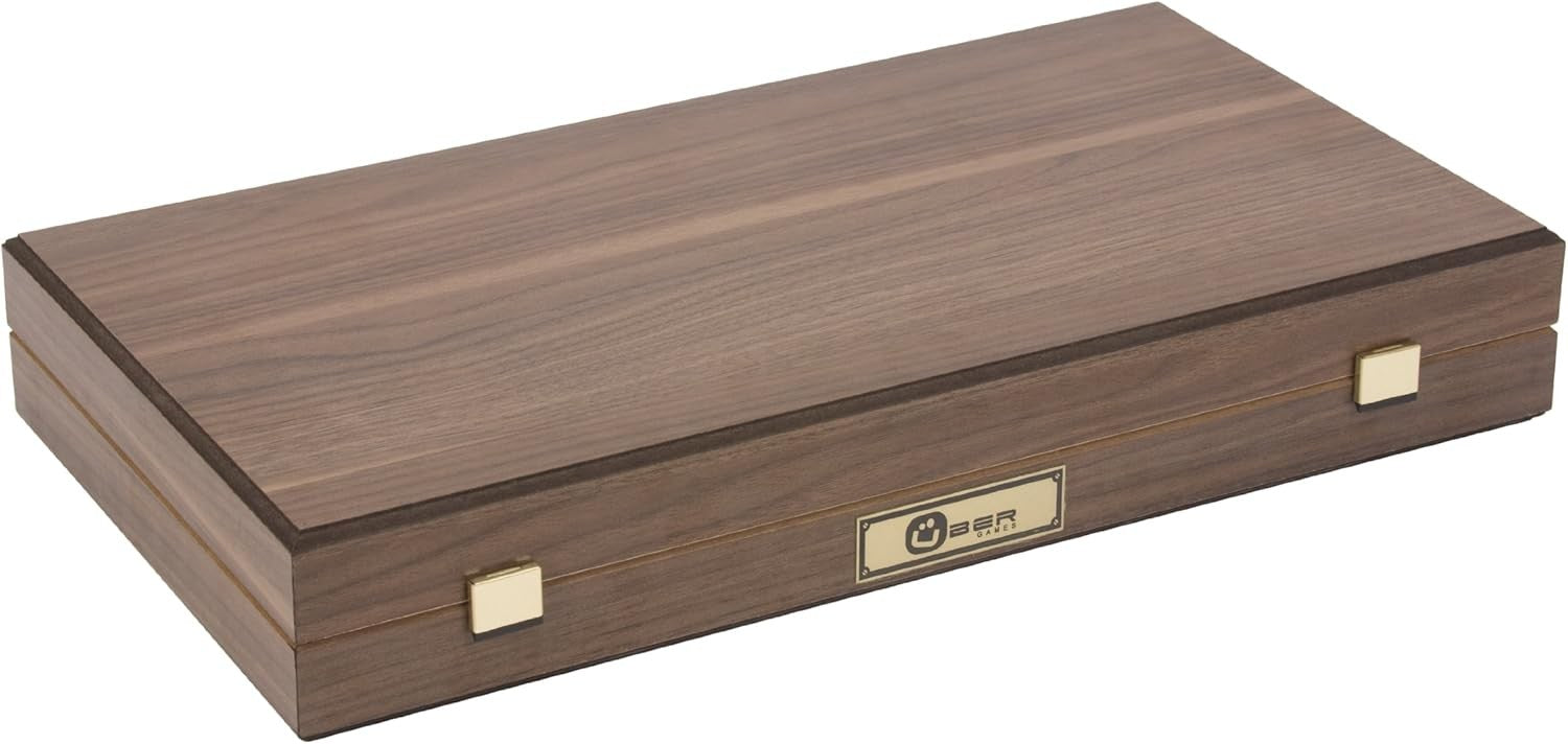 Walnut Backgammon Set Luxury Wooden Foldable Board Mother of Pearl