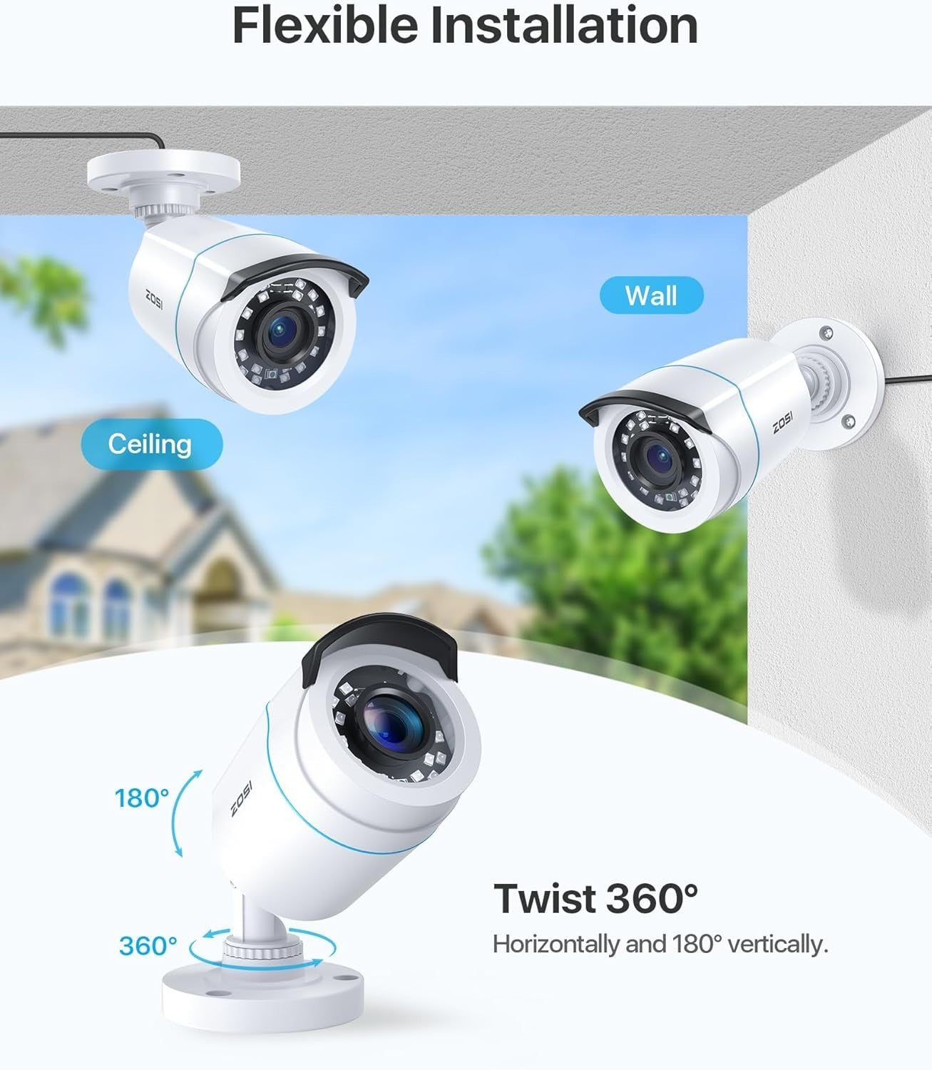 1080P HD CCTV Camera 4 Pack Outdoor Indoor IR Night Vision Wired