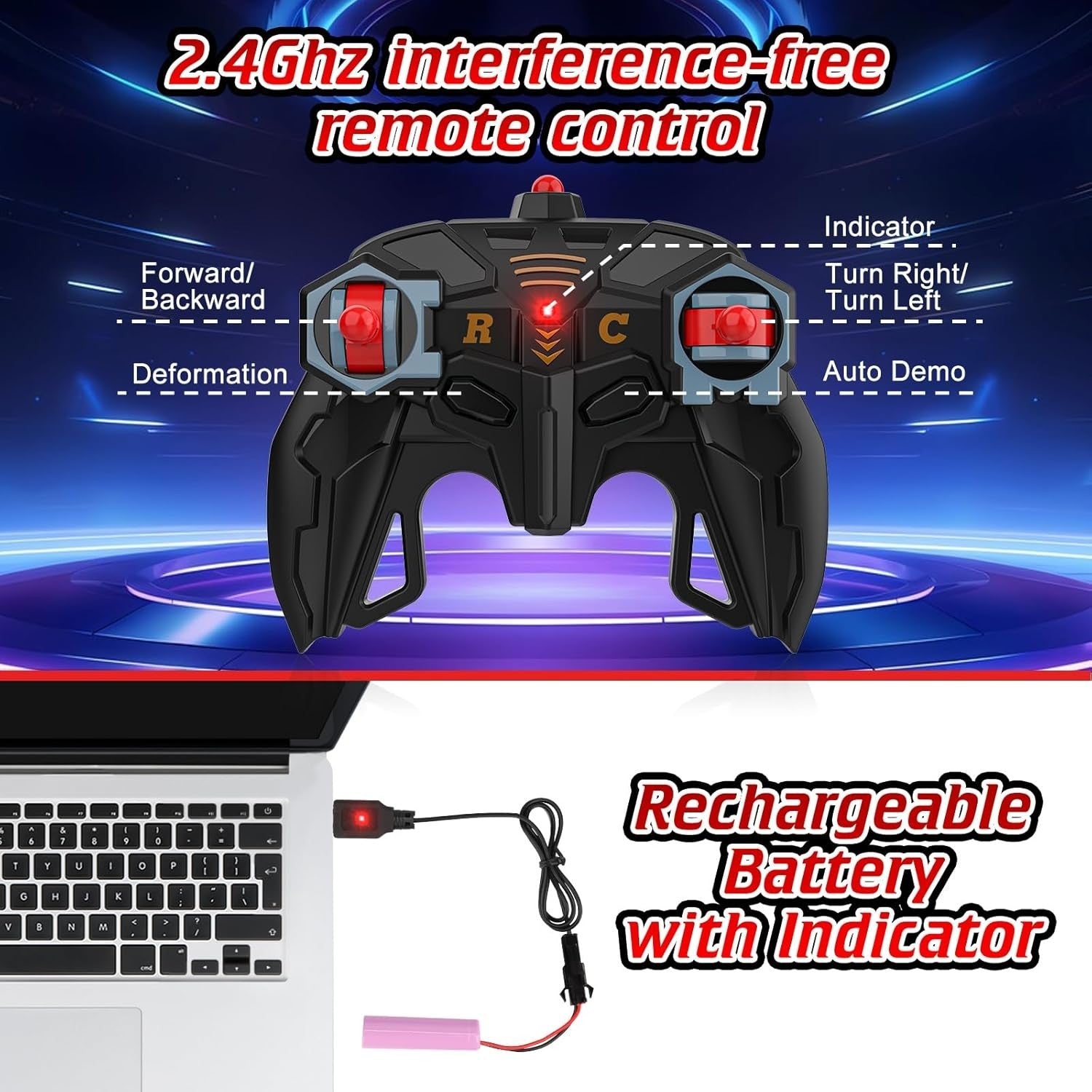 Spider Transforming RC Car 1:18 Robot Car Toy – 360° Spinning Remote Control
