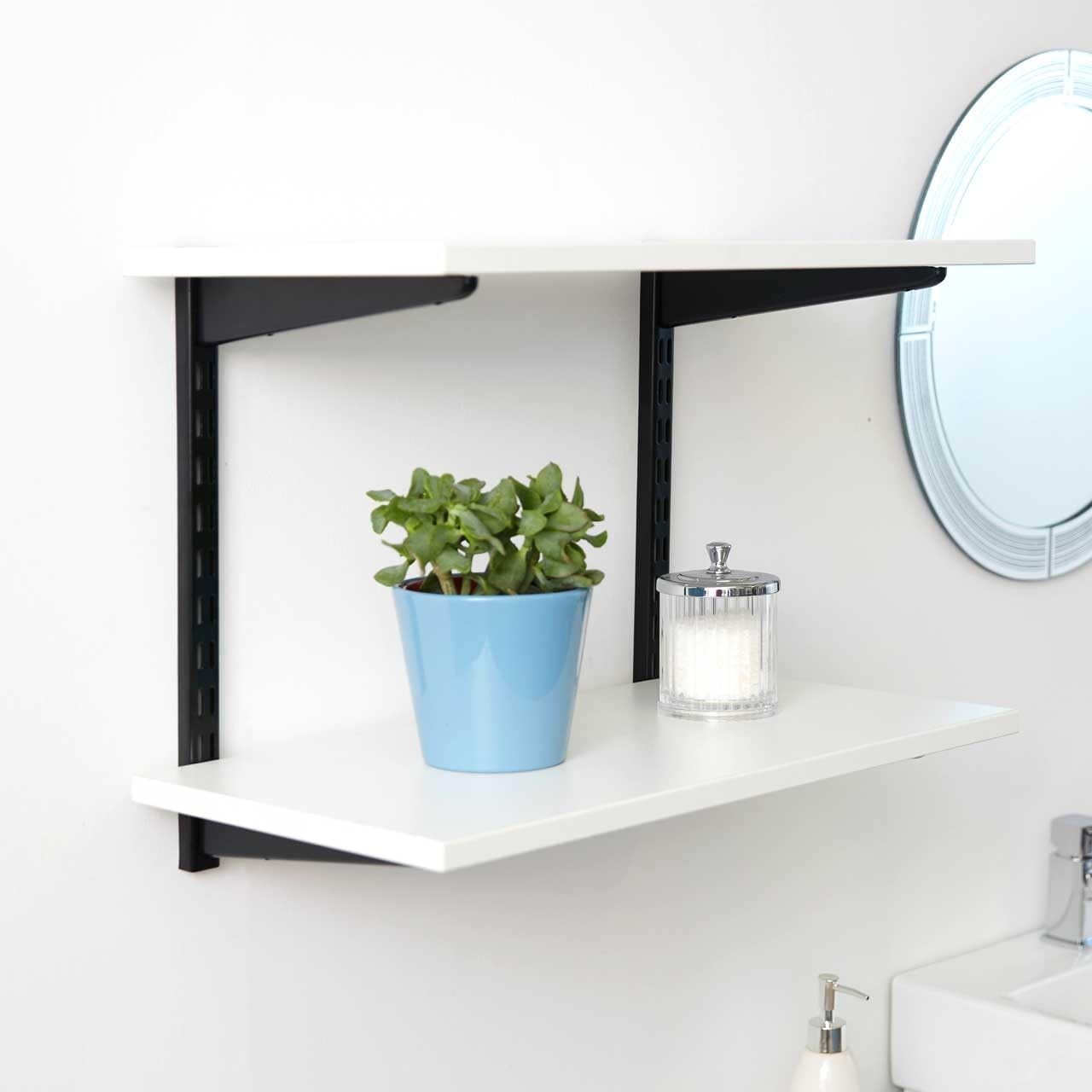 3-Tier Adjustable Floating Wall Shelf Black & White 100x60x32cm