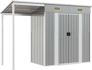 Metal Garden Shed 277x110.5x181cm Outdoor Tool Storage Extended Roof