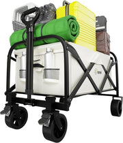 Beige 100L Heavy Duty Folding Festival Trolley 220lbs Camping Beach Wagon Cart