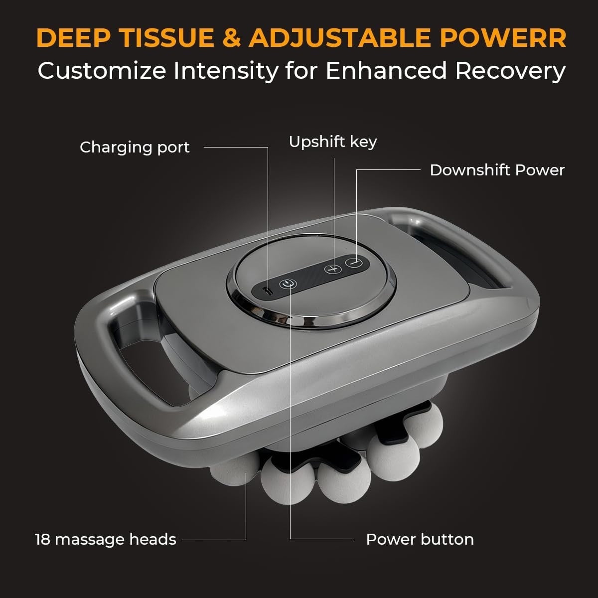 18 Head Deep Tissue Massage Gun Muscle Recovery Dual Heat Red Light Therapy