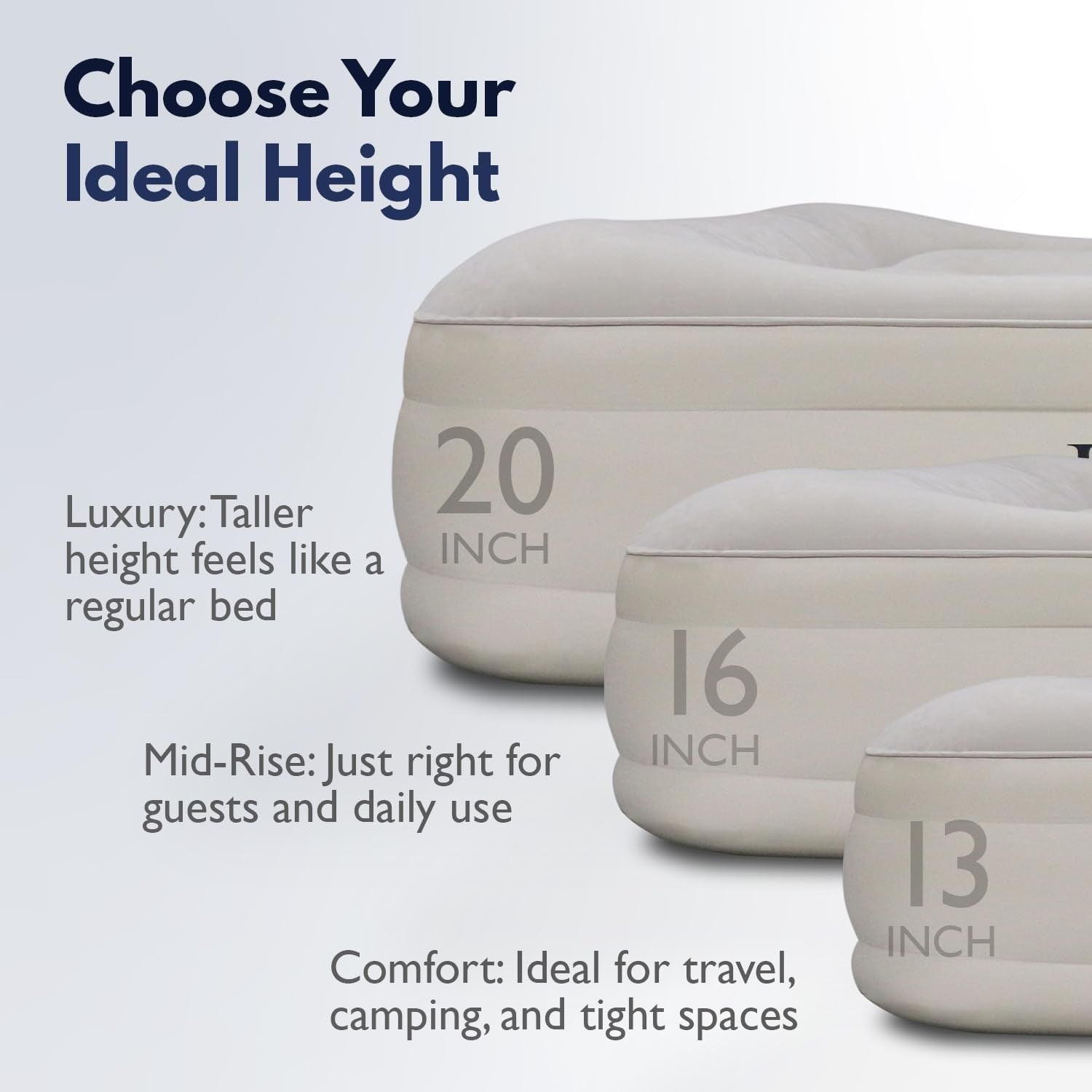 Luxury Queen Air Mattress Inflatable Bed Built-in Pump Adjustable Comfort