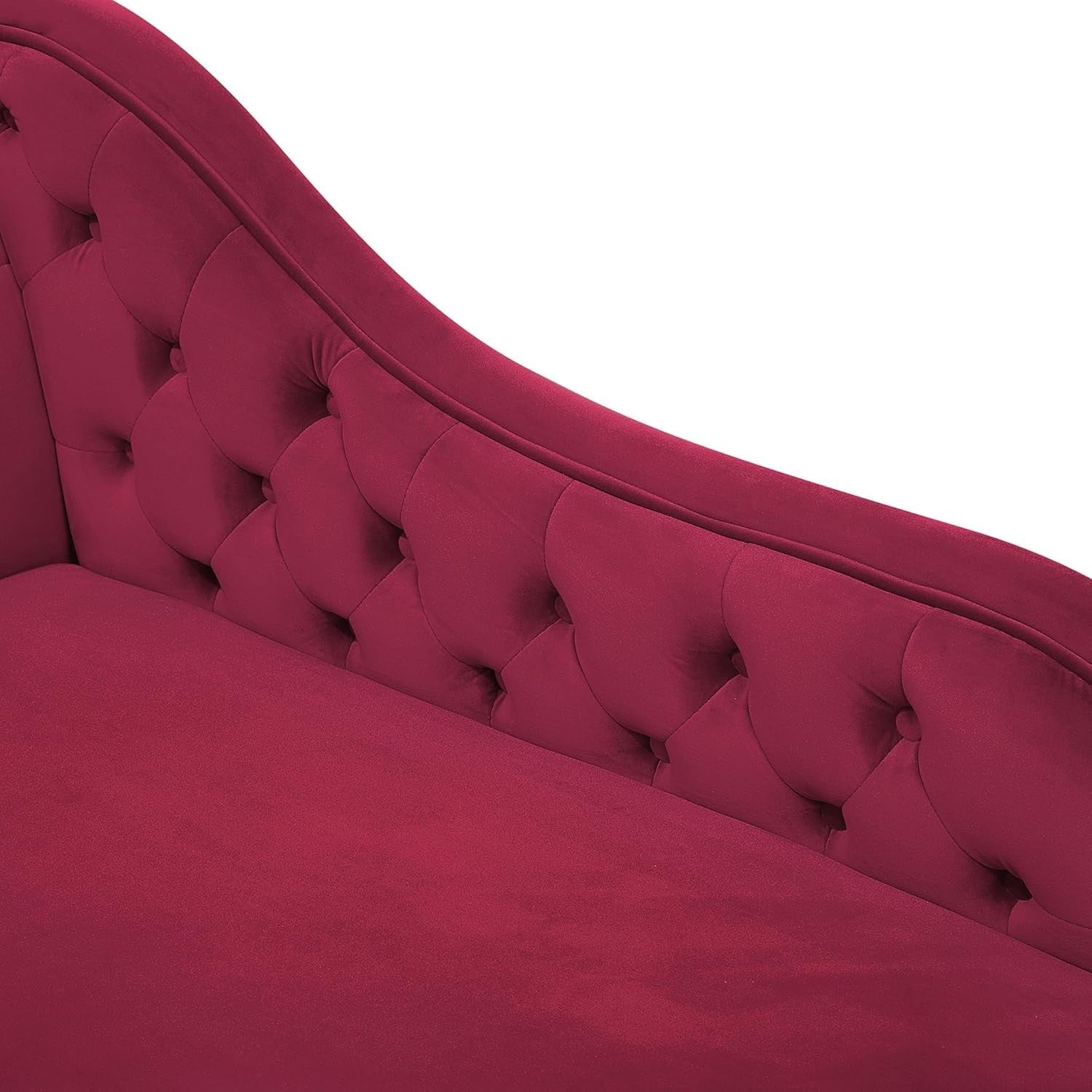 Velvet Left Hand Chaise Lounge Sofa Chesterfield Style Burgundy Tufted