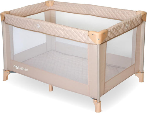 Portable Travel Cot Baby Bed with Mattress Mesh Sides Lightweight Foldable