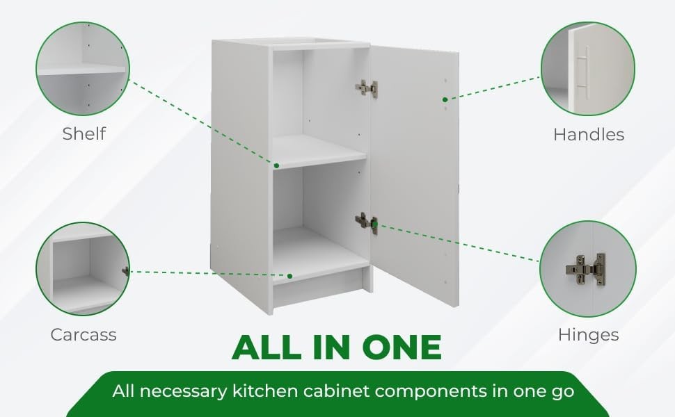 Modern 400mm Dark Grey Matt Kitchen Base Cabinet Cupboard Storage Unit