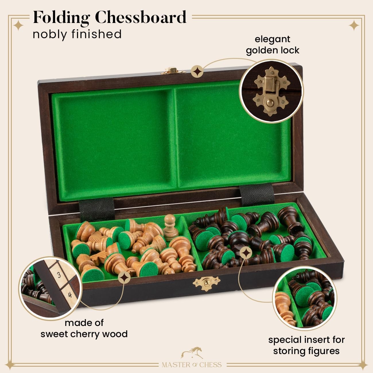 32cm Wooden Chess Set | Handcrafted Portable Board & Classic Pieces | Travel Gam