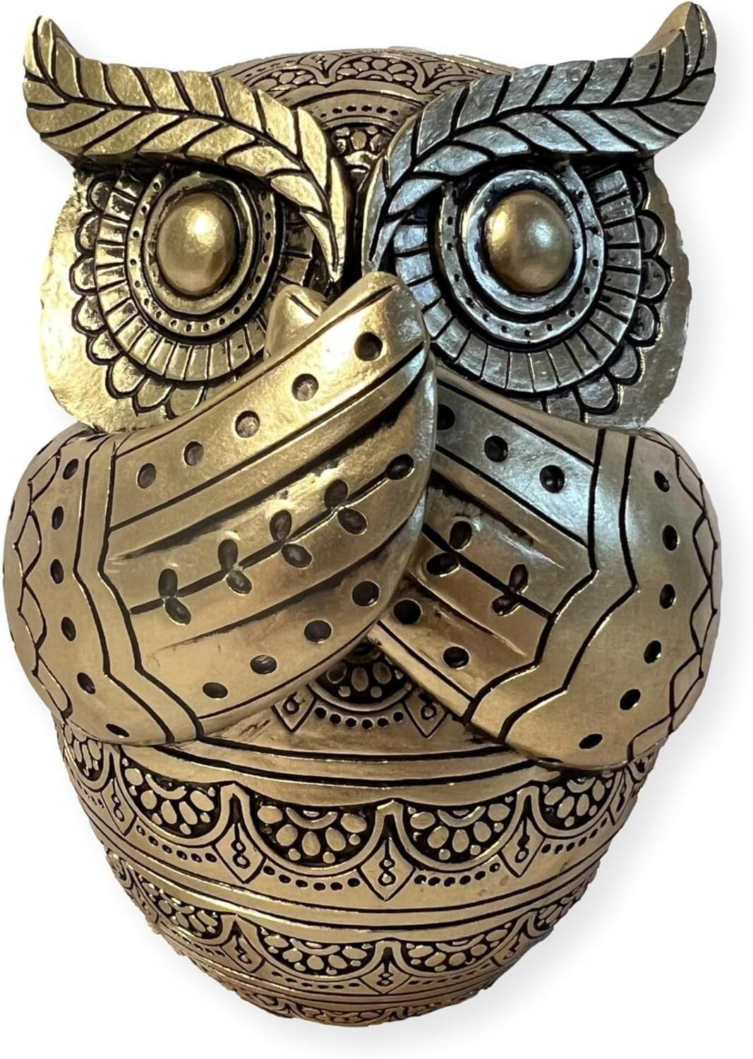 Golden Owl Figurine 13cm Home Decor Ornament Gold Statue Shelf Display Gift
