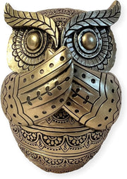 Golden Owl Figurine 13cm Home Decor Ornament Gold Statue Shelf Display Gift