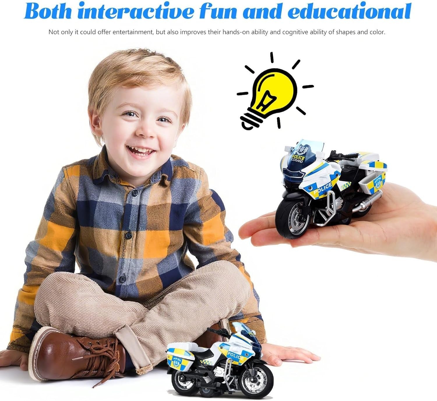 Friction Powered Kids Motorcycle Toy with Sound & Lights – Safe, Durable Fun