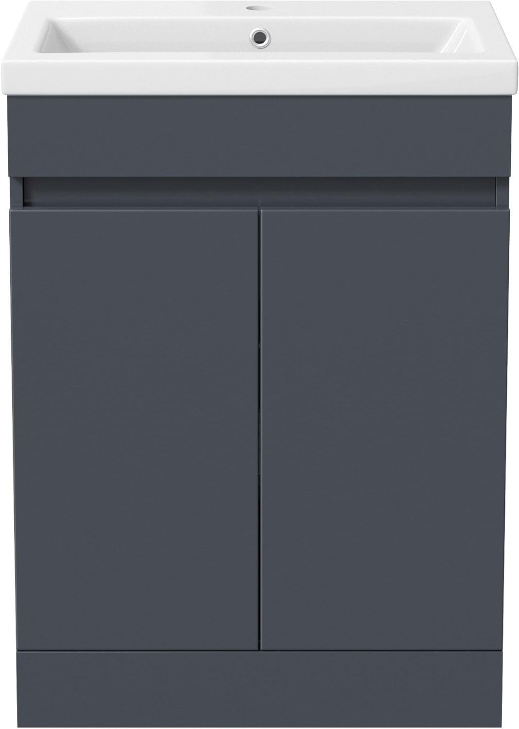 Grey Gloss 600mm Bathroom Vanity Unit with Basin | Modern Sink Cabinet Storage