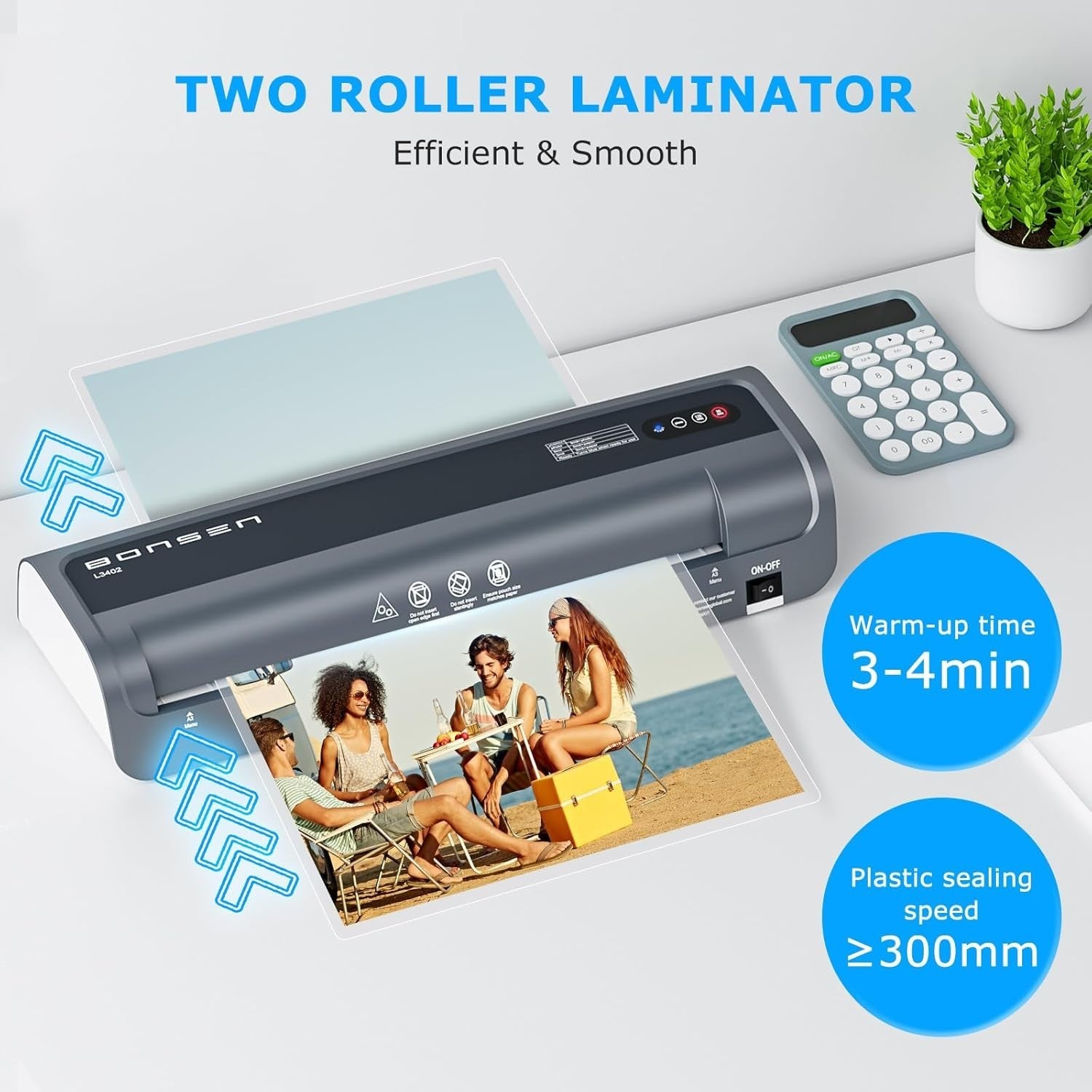 A3 Laminator Machine Anti-Jam Fast Warm-Up 125 Mic Heavy Duty + 100 Pouches