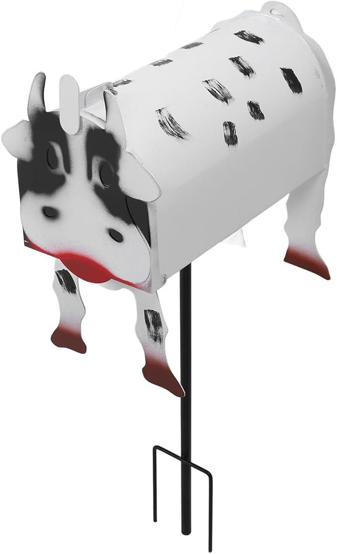Large Cow Mailbox Outdoor Iron Animal Letter Box | Weatherproof Parcel Slot