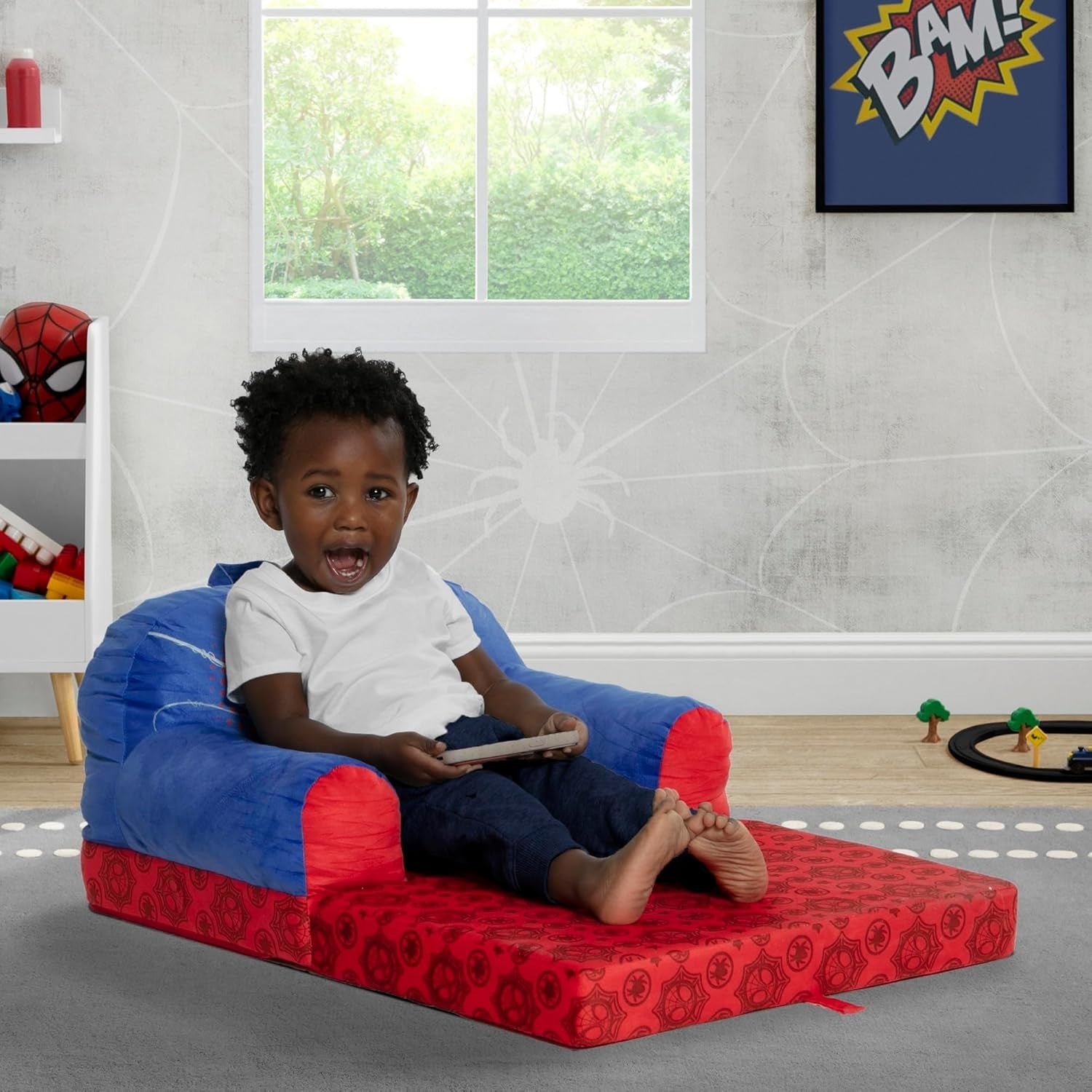 Kids Flip-Out Lounge Chair 2-in-1 Sleeper with Foam Comfort, Lightweight.
