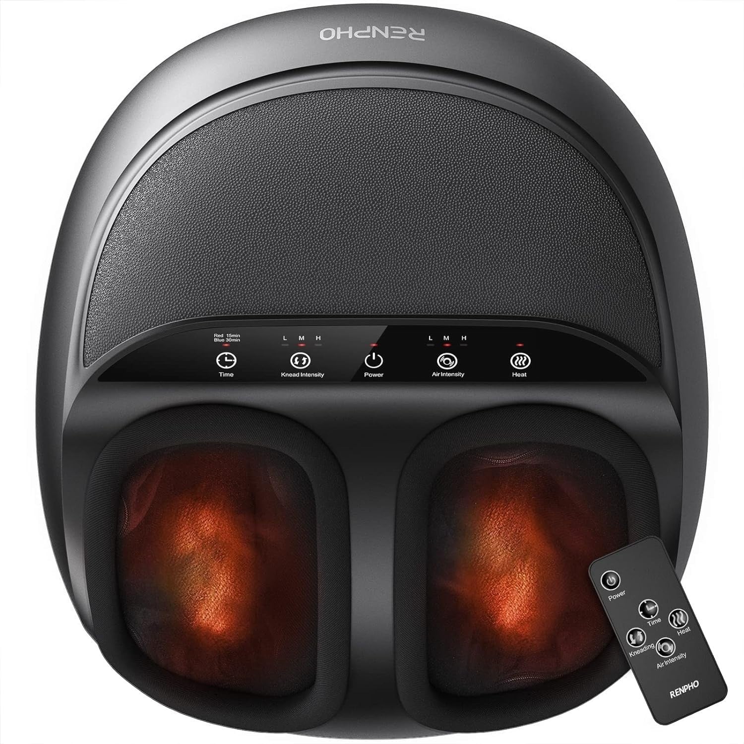 Deep Kneading Electric Foot Massager with Heat, Compression & Remote Control