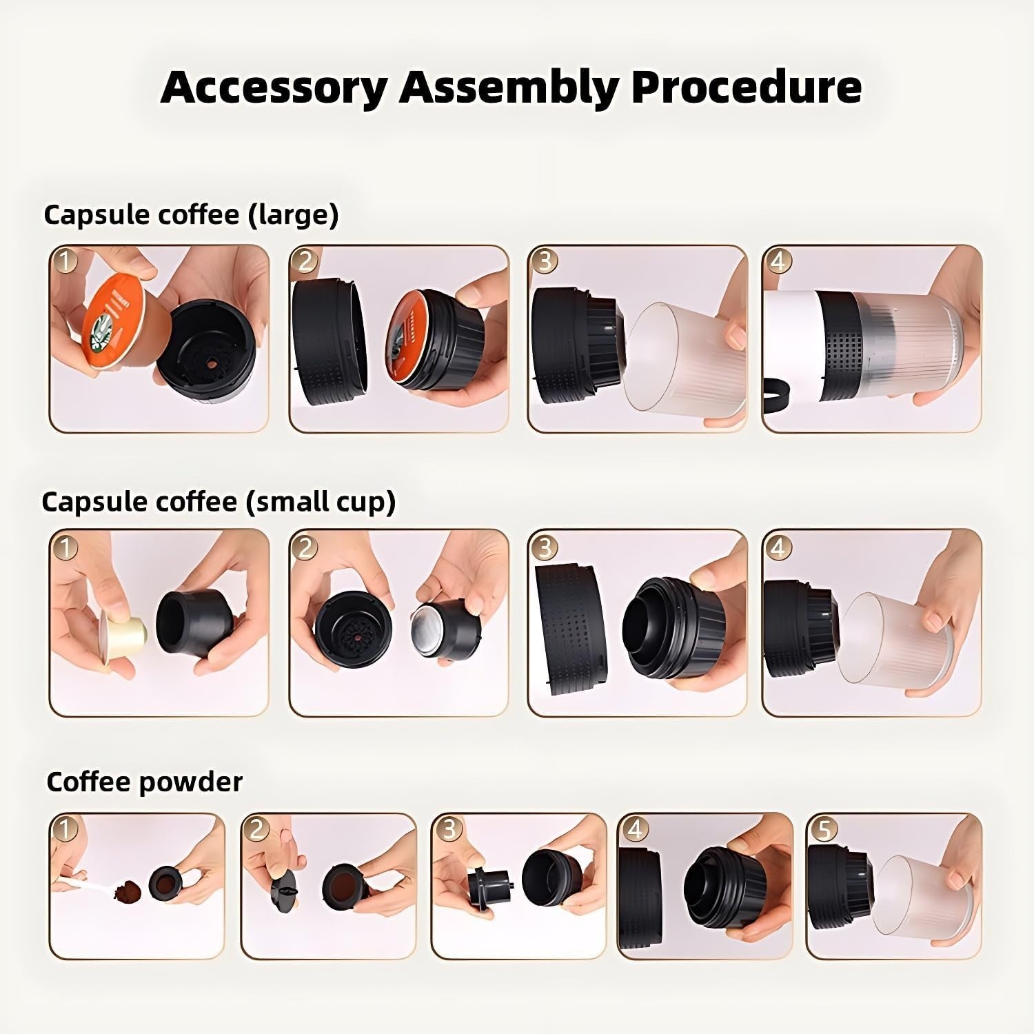Portable Electric Espresso Maker 3-in-1 Self-Heating USB Rechargeable Machine