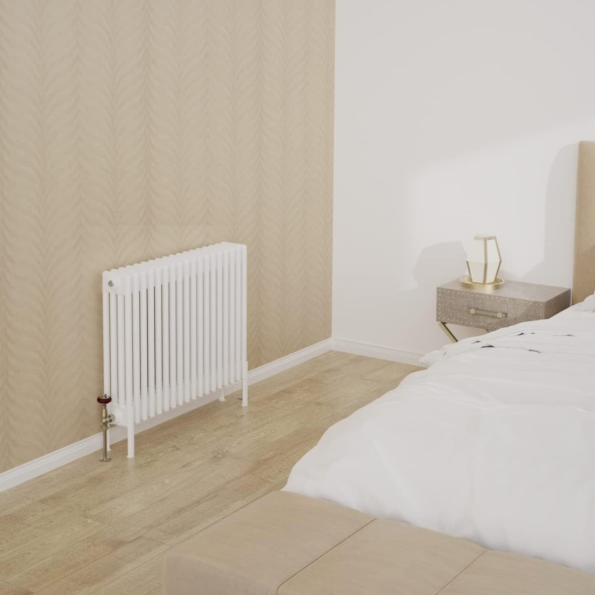 4 Column Horizontal Radiator 600x830mm White Cast Iron Style