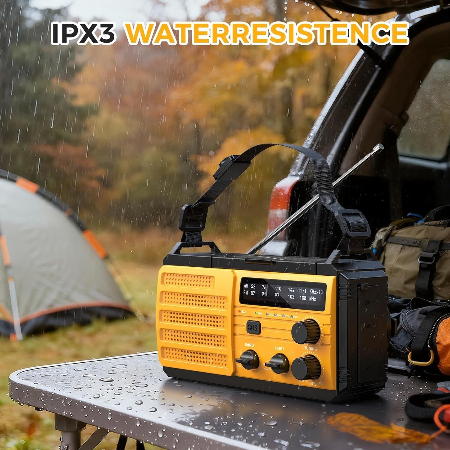 8000mAh Emergency Wind Up Radio Solar AM/FM USB Charger SOS