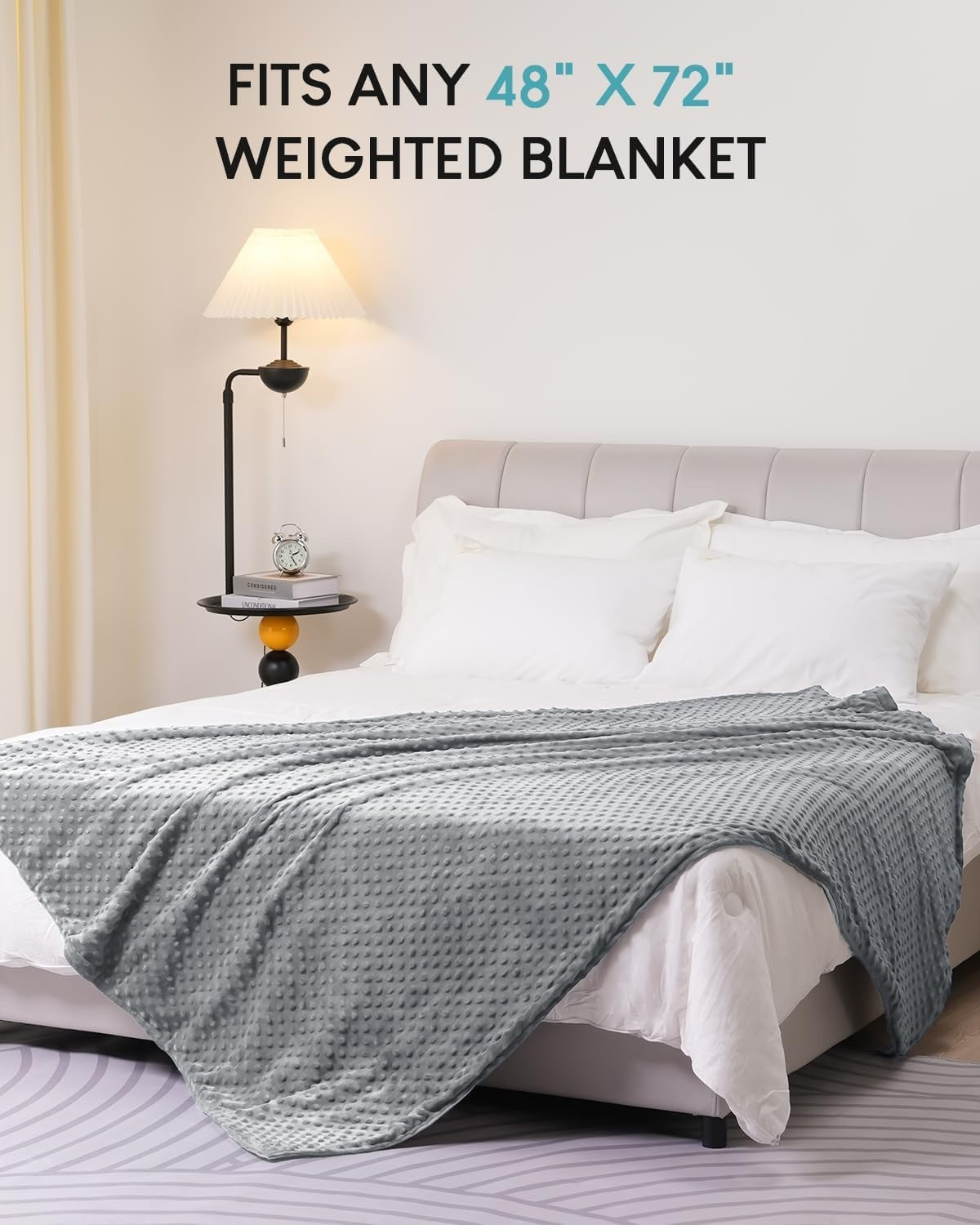 Grey Weighted Blanket Duvet Cover 48x72 Reversible Soft Minky