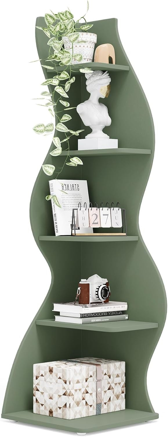 Tribesigns Corner Shelf, Modern 5-Tier Wall Corner Bookshelf, Stylish Corner Sma