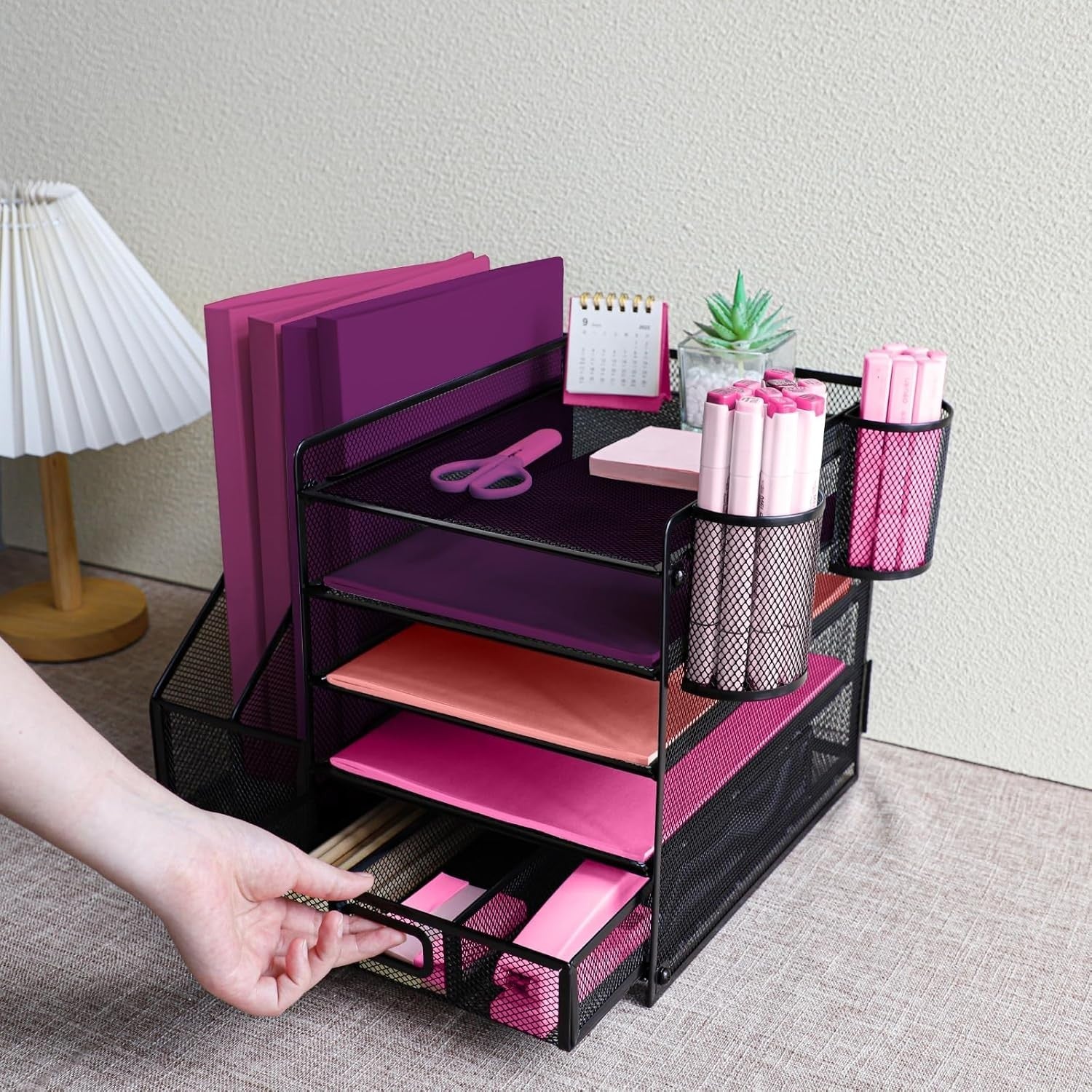 5 Tier Desk Organizer File Holder Drawer Mesh Paper Tray Office Black