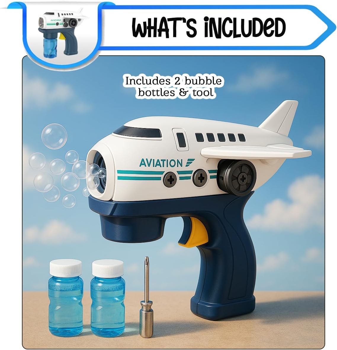DIY Bubble Airplane Toy Gun Glider with 2 Bubble Solutions
