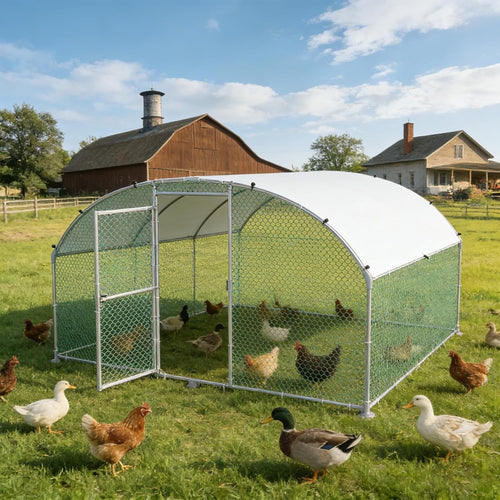 Large Walk In Chicken Run 3x2m Galvanised Metal Enclosure Roof Door