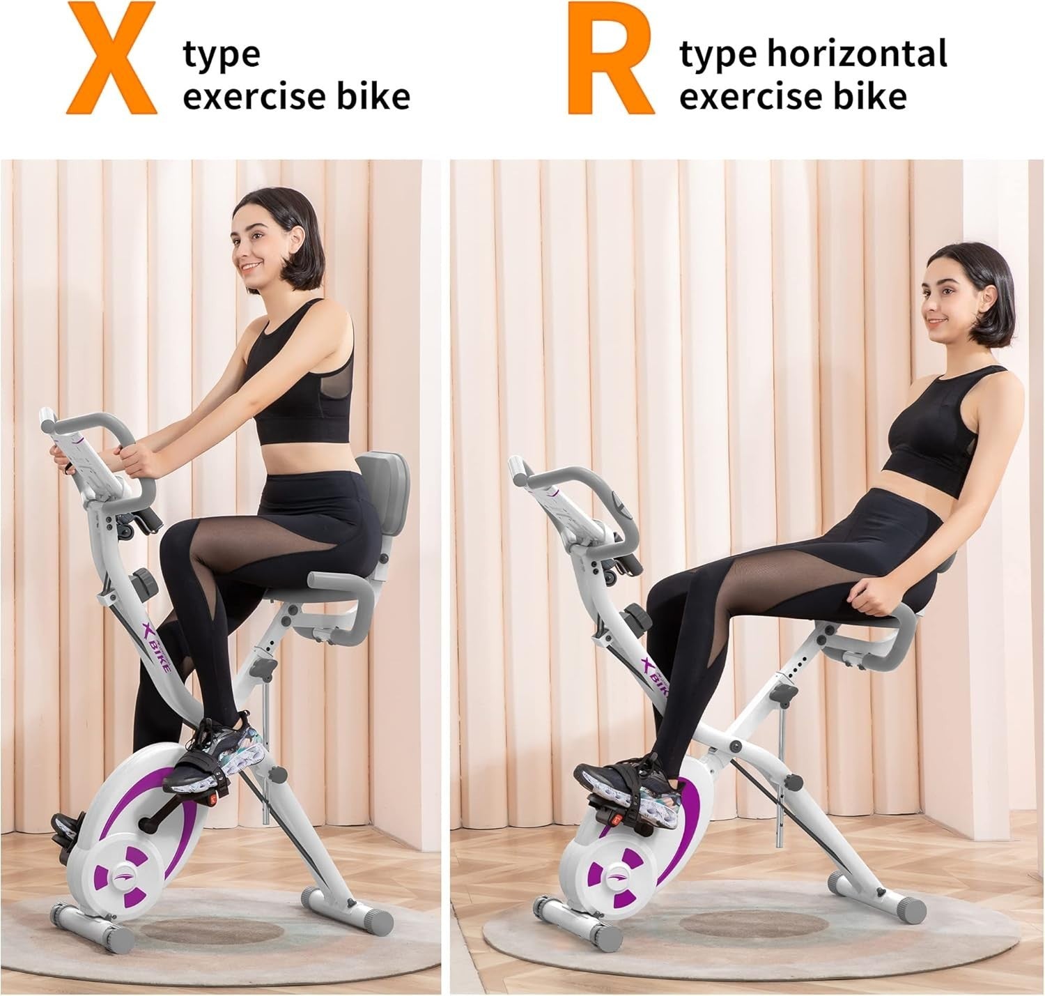 Folding 3-in-1 Exercise Bike Upright/Recumbent w/ Resistance Bands & LCD